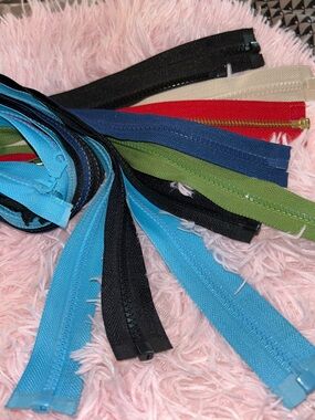 26.5 inch Assorted Color Zippers - Light Blue, Black, Olive, Navy, Red, Cream